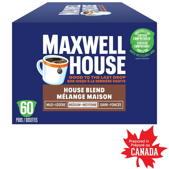 Café Mélange Maison, Capsules De Café Certifiées Compostables K-Cup®, 60 Capsules Maxwell House House Blend Coffee K-Cup, 60ct