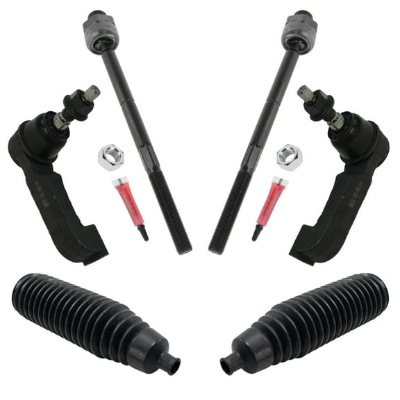 TRQ Front Inner & Outer Tie Rod Kit Set with Rack Bellows for 2005 Jeep Liberty PSA32076