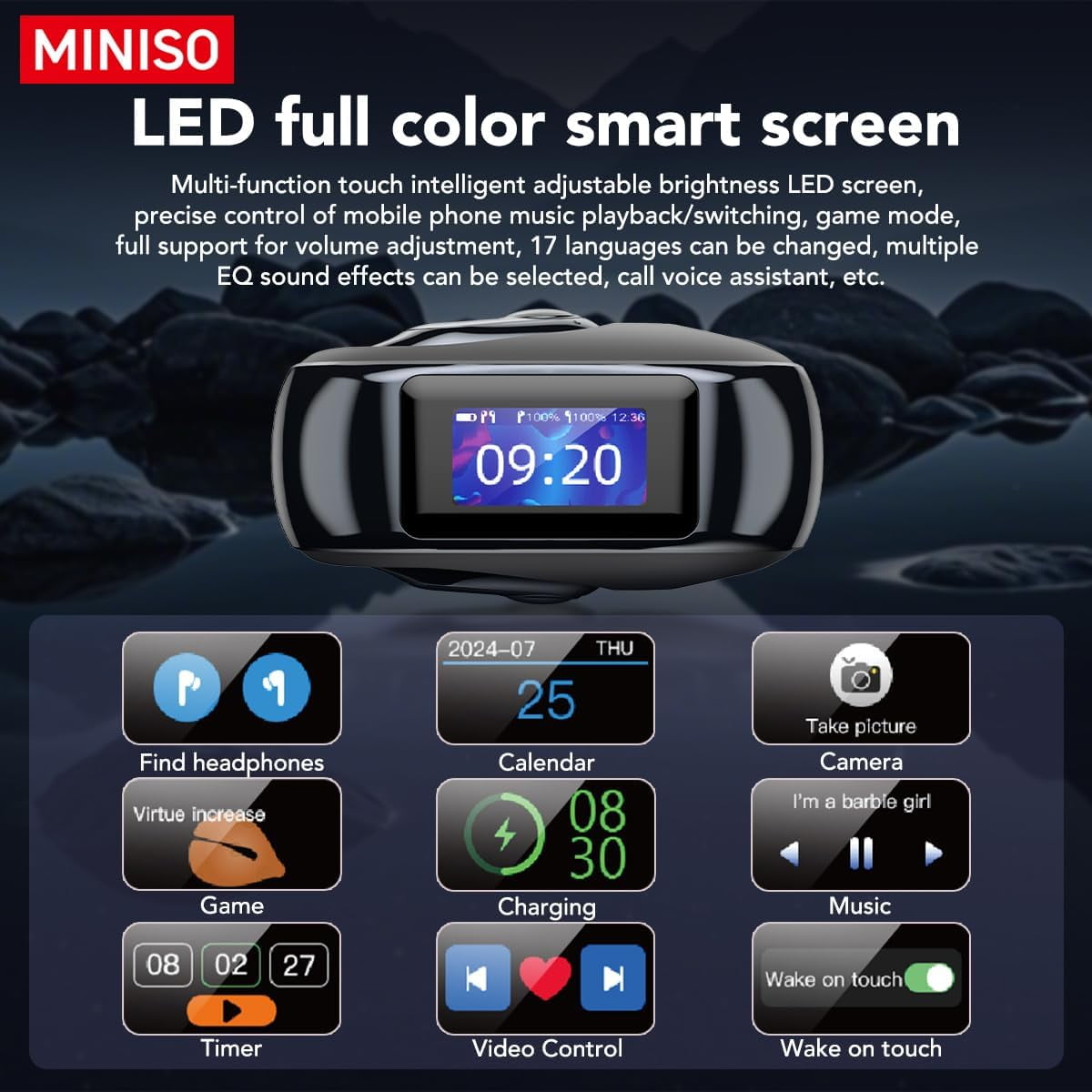 MINISO MS193 Open Ear Earbuds Wireless Earbuds Real Time AI Translation Earbuds 135 Language Translator with LED multi-function Display