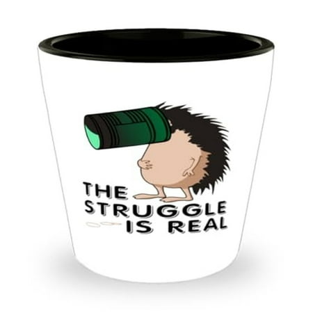

Cute Pet Shot Glass Hedgehog The Struggle Is Real Animal Humor Gift Mini Glassware 1.5oz Cup