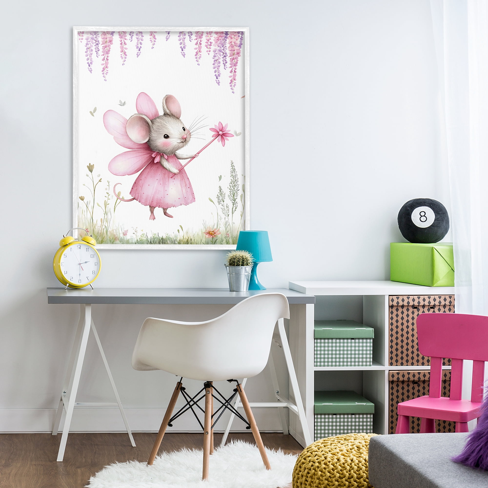 Stupell Industries Woodland Mouse Forest Fairy White Framed Giclee Art, design by LSR Design Studio