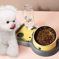 thumbnail image 4 of Juego de cuencos de agua para mascotas que evitan que se vuelquen, cuencos dobles para perros y gatos con botella de agua automática para suministros para mascotas, 500 ml, amarillo, 4 of 12
