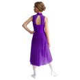 thumbnail image 2 of Miaeowve Robe de Danse Latine Ballet pour Filles Sans Manches avec Strass Dos Creux Combinaison Décontractée Violet 12, 2 of 7