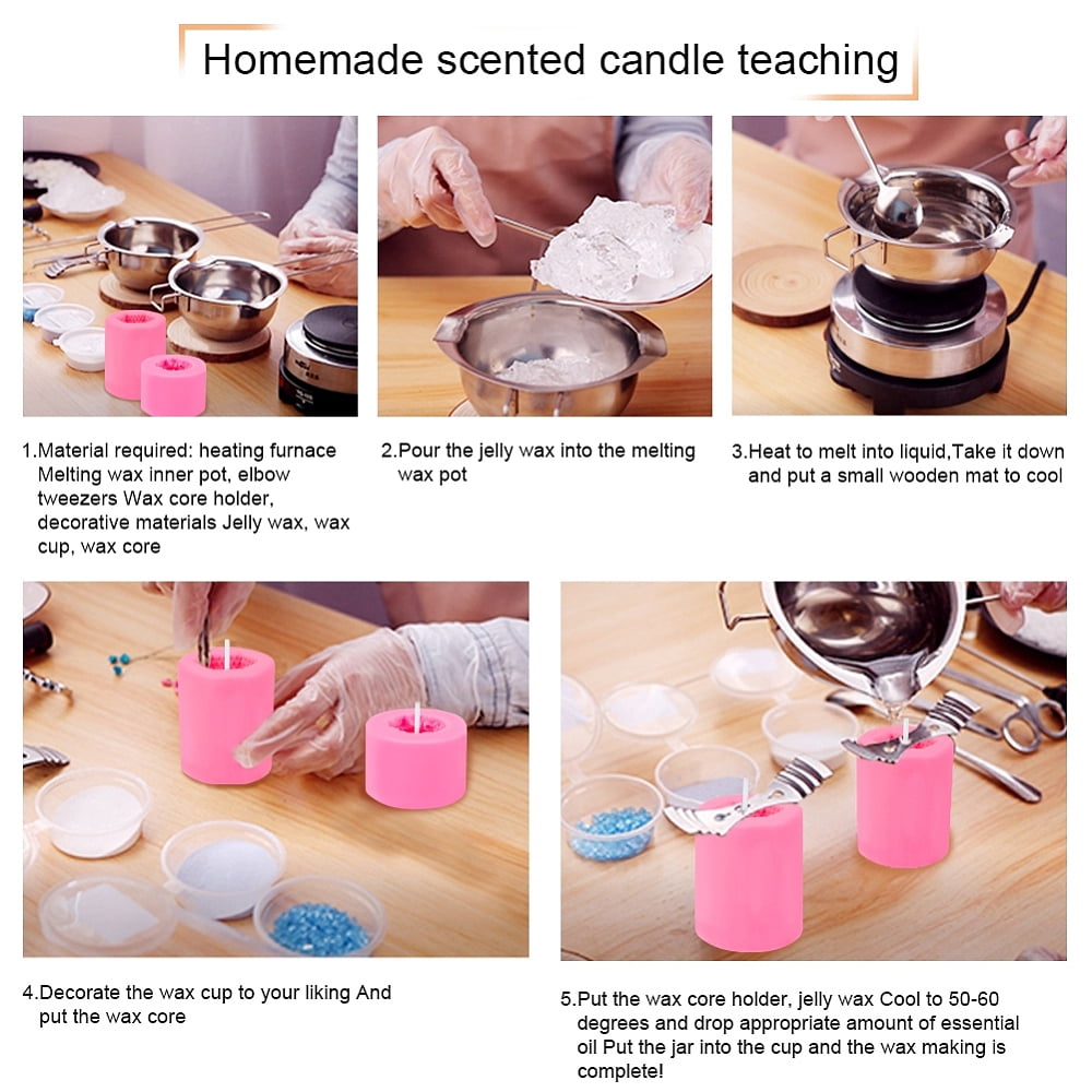 DIY Candle Making Kits with Silicone Molds Paraffin Candle Wicks Hot Pink about 54pcs/set