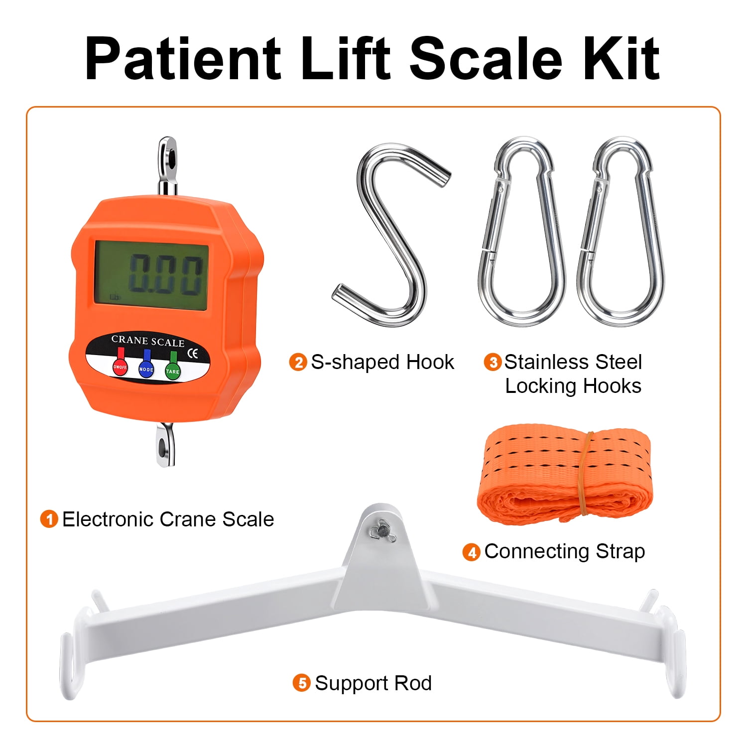 FOUR E's Scientific Patient Weight Scale for Home Use, Universal Patient Lift Scale with 4-Point Spreader Bar, Maximum Weight 660lb