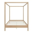 thumbnail image 3 of Solid Wood Queen Size Canopy Bed Frame Four Poster Platform Bed with Slats Support, No Box Spring Needed, Natural, 3 of 5