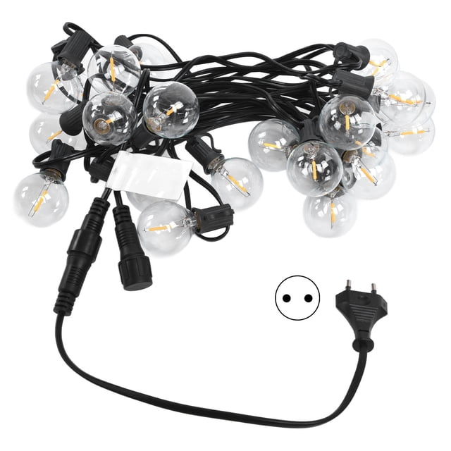 Guirnalda de luces G40, 25LED, 25 pies, guirnalda con luz redonda de cristal resistente al agua para decoración de festivales de césped y jardín, enchufe europeo de 220V