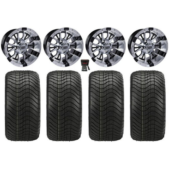 GTW Diesel 12" Golf Cart Wheels Machined Elite 215x40-12 Tires E-Z-GO & Club Car