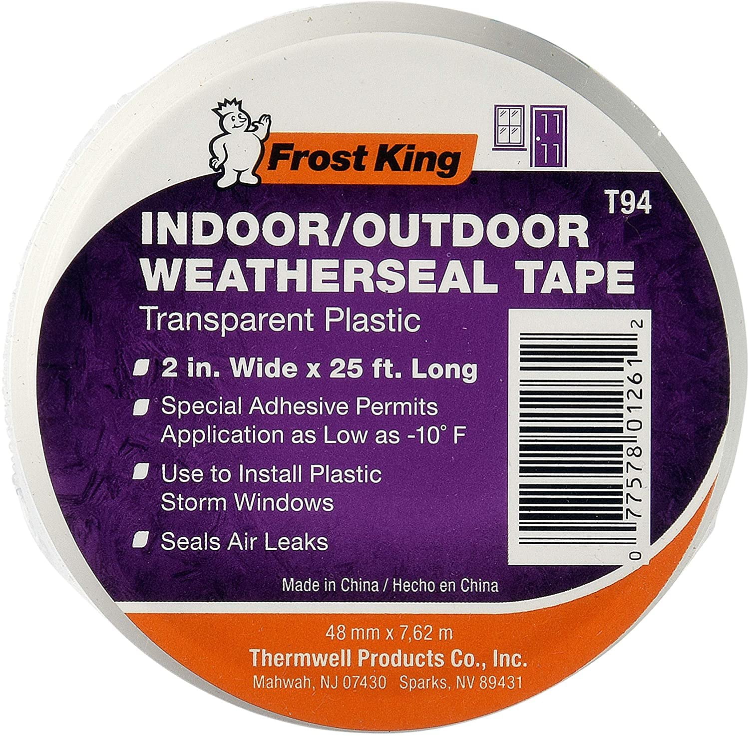 Frost King T94H Plastic WeatherSeal Tape 2Inch by 25Feet, Clear, 2