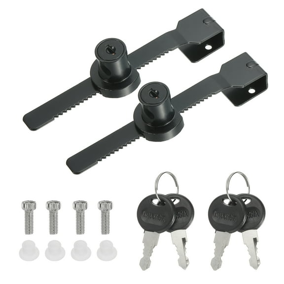 Uxcell Sliding Glass Cabinet Lock,2 Pcs Keyed Alike Showcase Lock No Drill Glass Door Lock for 5-10mm, Black