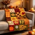 thumbnail image 5 of Fall & Thanksgiving Throw Blanket, Orange Pumpkin Sunflower Leaves Super Soft Warm Plaid Blankets for Couch Sofa, Lightweight Fluffy Plush Bed Throws (27.6" x 39.4"), 5 of 7