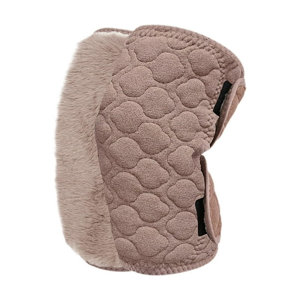 Calentadores de rodillas de invierno cálidos para mujeres y hombres Calentadores de piernas para correr Ciclismo Deportes Esquí Marrón con peluche