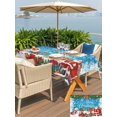 thumbnail image 4 of Outdoor Tablecloth with Umbrella Hole and Zipper, Blue Christmas Rectangle Table Cloth 60x120 Inch Waterproof Tablecloth, Winter Snowman Xmas Santa Snowflake Picnic Table Cover for Patio Camping, 4 of 7