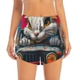 thumbnail image 2 of Rateoe Vibrant Bunny Ride Printed 2 in 1 Women's Workout Shorts for Athletic Gym Running Shorts with Phone Pockets-X-Large, 2 of 7