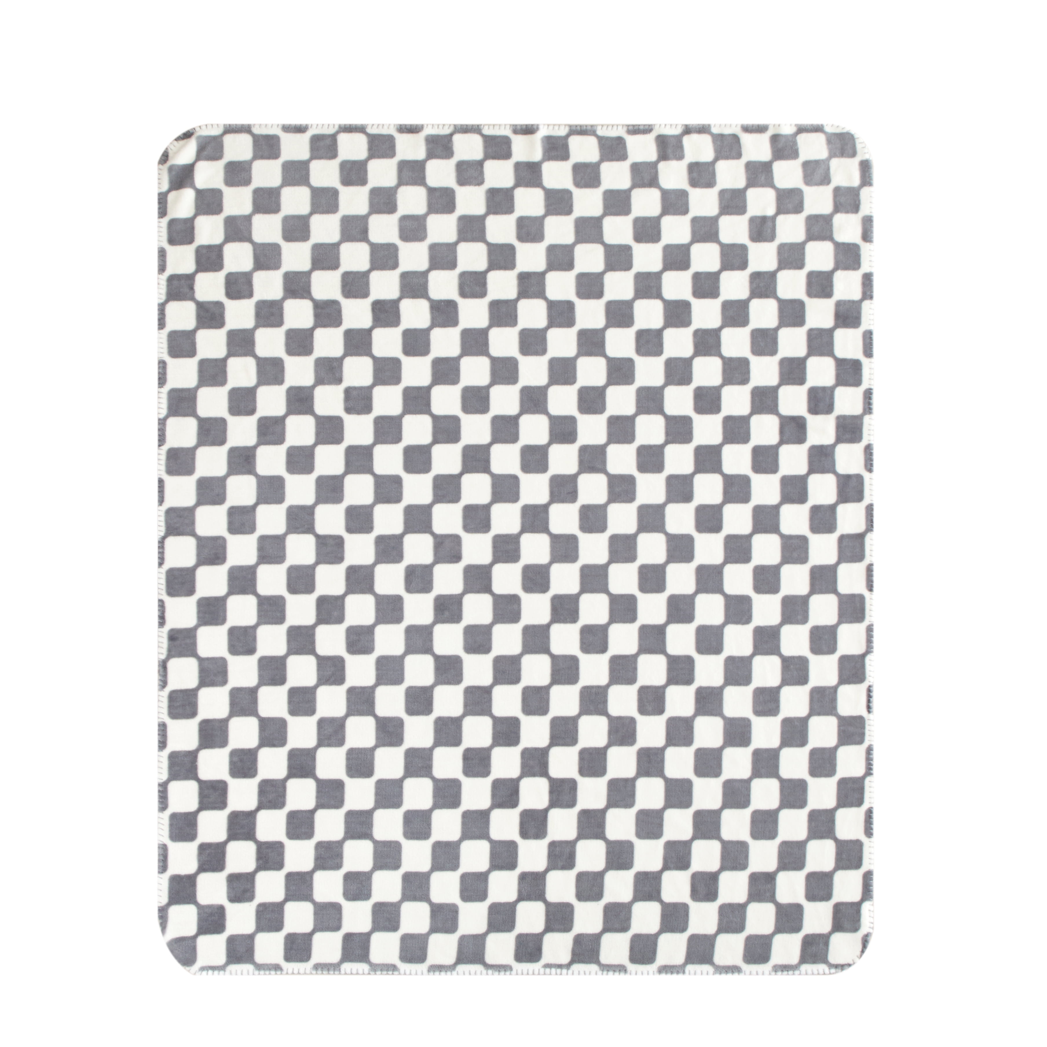 Mainstays Plush Throw Blanket, 50" x 60", Grey and White Check