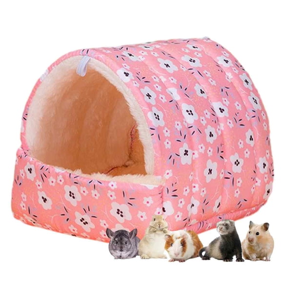 1 nido de pájaro cálido de invierno con diseño floral rosa, ideal para loros, ardillas, cerdos holandeses, flores, ramitas de ratón, oso de seda dorado, nido de algodón.