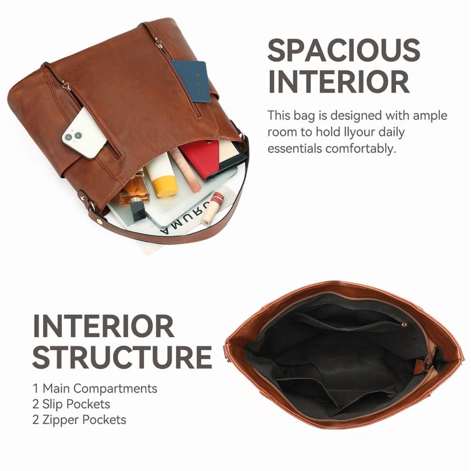 FALAN MULE Women’s Hobo Bag Large Capacity Shoulder Handbag with Multi Zipper Pockets, Soft Leather Crossbody Purse with Adjustable Strap