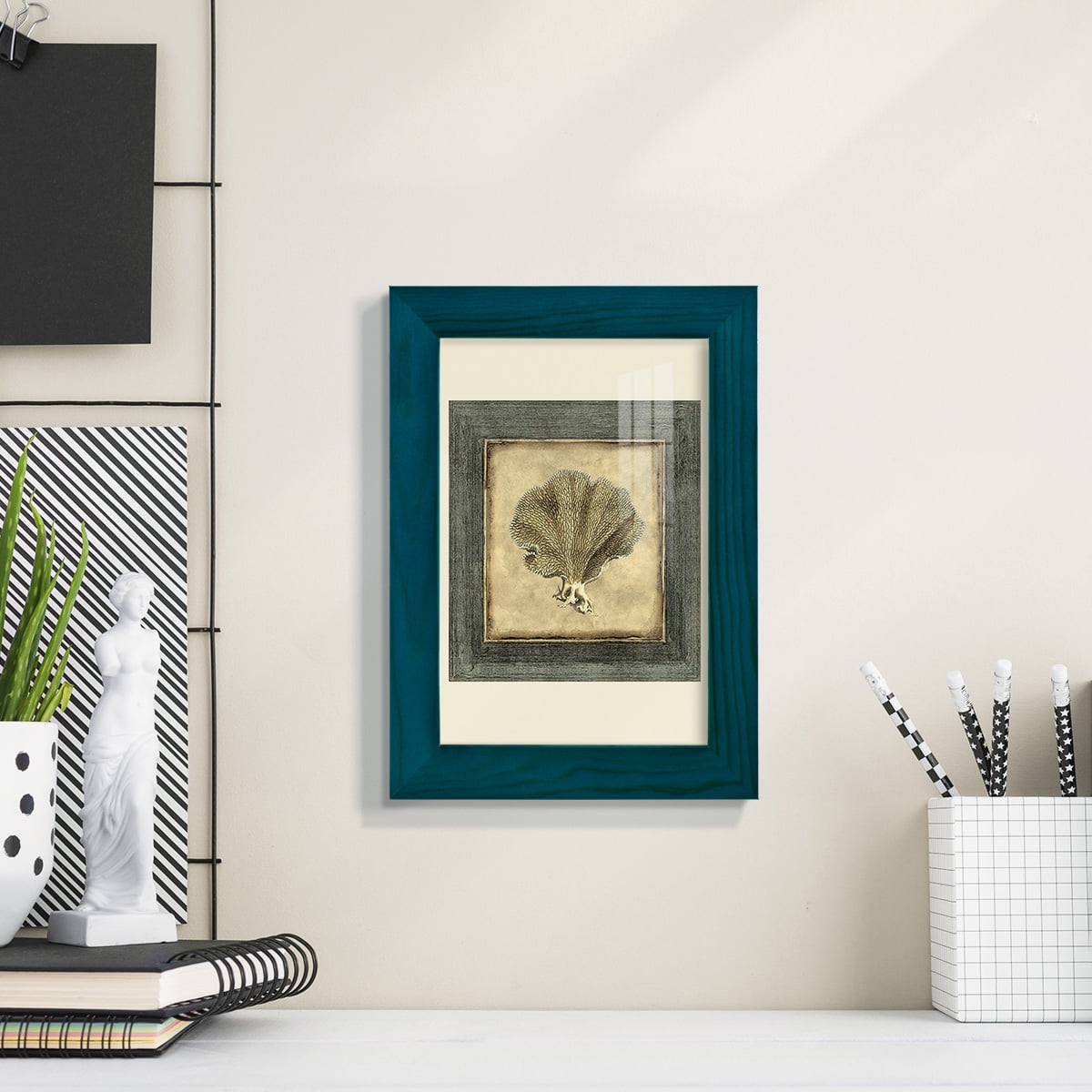 Mini Exotic Coral VI (U) - Framed Print w/glass - Ocean Blue