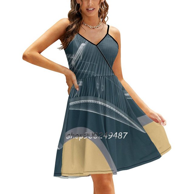 Apollo 11 Landing Module Flare Dress Square Neck Dress Elegant Female Fashion Printed Dress Space Spaceship Satellite Jupiter