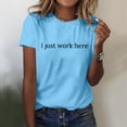 thumbnail image 2 of Wangmeiwg Women s Casual Solid Print Round Neck Short Sleeve Shirt Top Womens T-Shirts Sky Blue L, 2 of 4