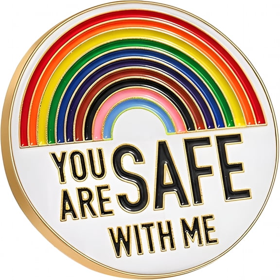 DESIGNICE Rainbow Enamel Lapel Pin - YOU ARE SAFE WITH ME - Stunningly Attractive Pin for Fashion Decoration