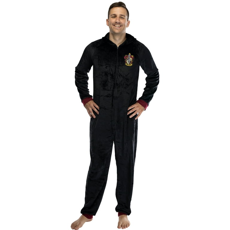 Harry Potter Adult Men s Hooded One Piece Pajama Union Suit Walmart