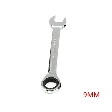 

Rinhoo 9mm Gear Wrench Chrome Vanadium Steel Metric Fixed Head Ratchet Spanner Hand Tools
