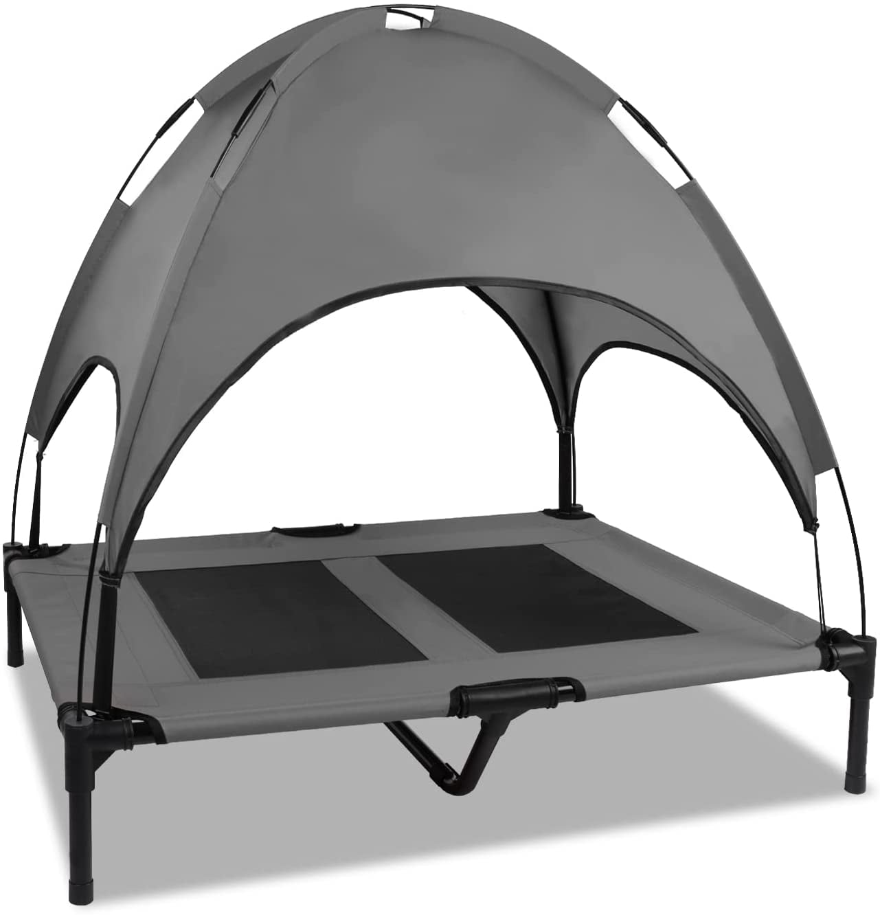 SMONTER Elevated Dog Bed with Canopy, Outdoor Pet Cot with Removable