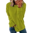 thumbnail image 2 of KBODIU Women's Classic Soild Print Pullover Sweatshirts Oversized Casual Basic Long Sleeves Tunic Tops Round Neck Loose Fit Blouses Tops Fall Clothes Plus Size, 2 of 6