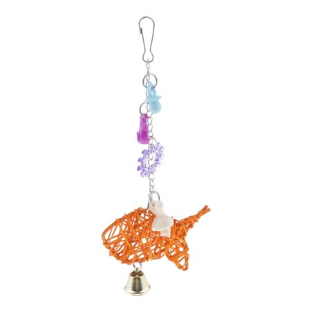 Parrot Toy, Handmade Rattan Fish Shaped 4-Inch, Chewing,Hanging Toy, Parrot Nest Suitable for Most Variety and Small Parrots and Birds Fish