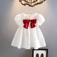 thumbnail image 4 of Yuyuzo Robe for Bambin Girls Cou Carré Bouffée Manches Courtes Robes Bowknot Smocked Robe de Soirée Vêtements, 4 of 7