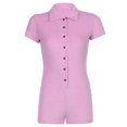 thumbnail image 2 of TheFound Combinaison-Pantalon Femme Couleur Unie Ajustée Manches Courtes Col à Revers, 2 of 7