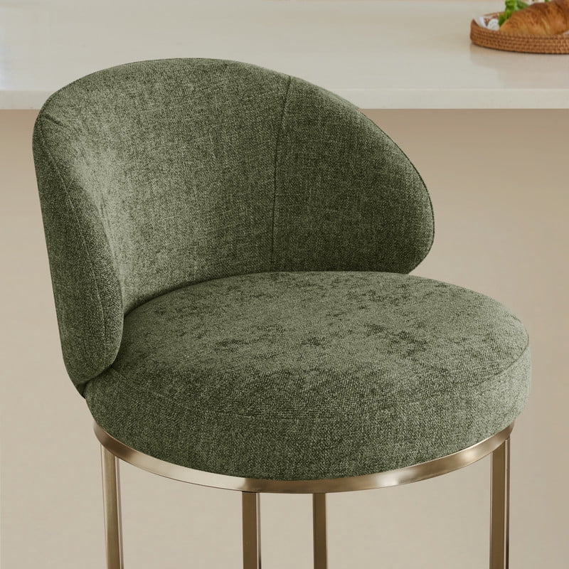 CHITA Upholstered Swivel Counter Bar Stool with Metal Frame and Arched Back