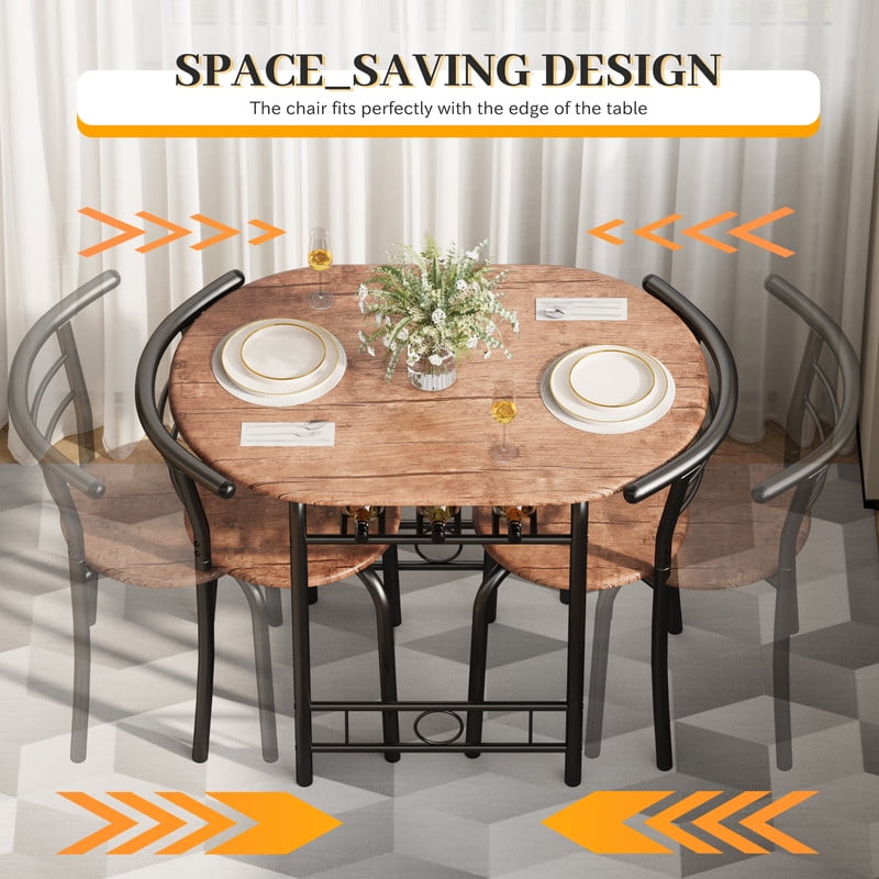 Lacoo 3-Piece Small Dining set, Table and Chair Set for 2 ,for Living Room, Dining Room, Kitchen, Brown