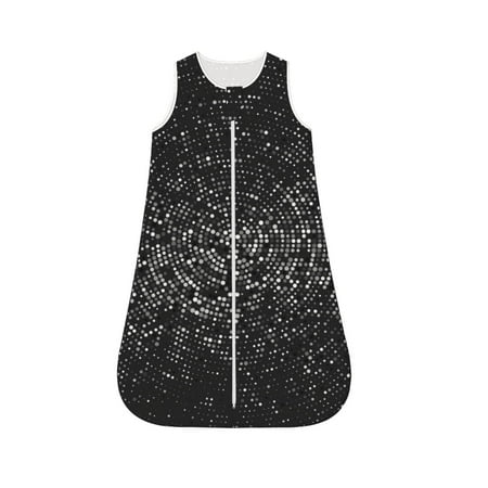 

Fotbe Black And White Dotted Pattern Sleep Sack - Baby Wearable Blanket with Zipper Extra Soft Cotton Sleeveless Sleeping Bag for Infants-Large