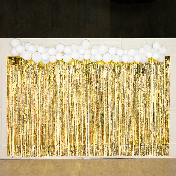 Gold & White Backdrop & Balloons Decorating Kit - 50 Pc