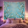 thumbnail image 2 of Flowering Almond Tree with Branches Around Turquoise Sky, Serene Maximalist for Nature Lovers, Spring Wall Art, Housewarming Gift, Tapestry Wall Hanging for Bedroom and Studio, 2 of 7