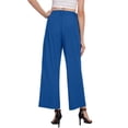 thumbnail image 5 of Satankud Women's Wide Leg Pants 27" High Waisted Waffle Knit Casual Slacks Work Pants Business Palazzo Trousers with Pockets Royal Blue XS, 5 of 10