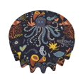 thumbnail image 3 of XMXT Waterproof Round Table Cloth, Undersea Creatures Decoration Tablecloth Polyester Table Cover for Home Kitchen Dining Party Room Decor, 60 inches, 3 of 8