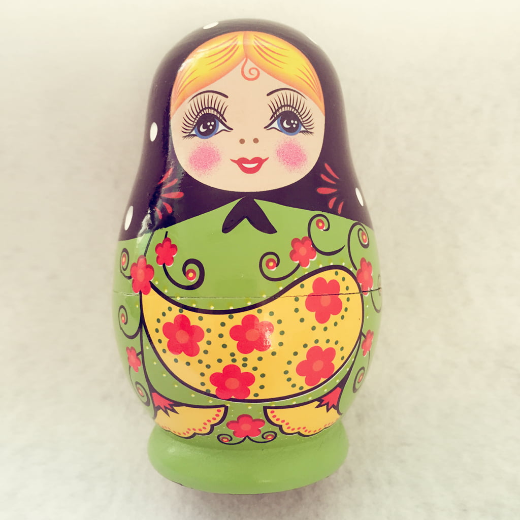 5pcs Wooden Russian Nesting Dolls Matryoshka Set Girls Flowers Hand Painted 
