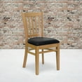 thumbnail image 4 of HERCULES Series Vertical Slat Back Natural Wood Restaurant Chair - Black Vinyl Seat, 4 of 6