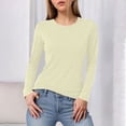 thumbnail image 2 of felwors Women's Basic Solid Lightweight Soft Cotton Long Sleeve Crew Neck & V Neck Slim Top Shirts Plus Beige, XL, 2 of 4
