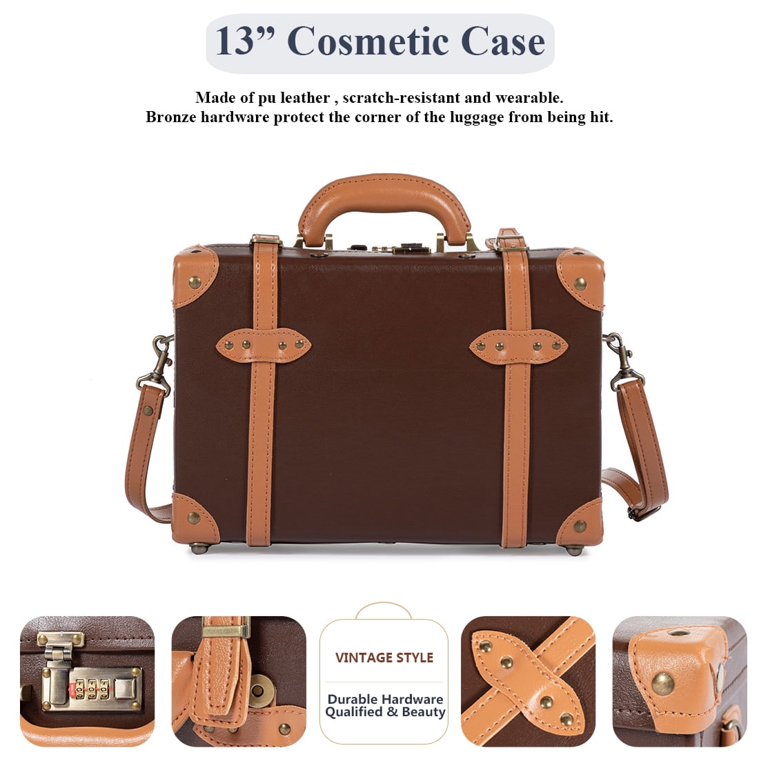 COTRUNKAGE Vintage Luggage Set 3 Piece, Old Fashion Style Carry On Suitcase  with Wheels and TSA Lock for Women and Men, Caramel Brown