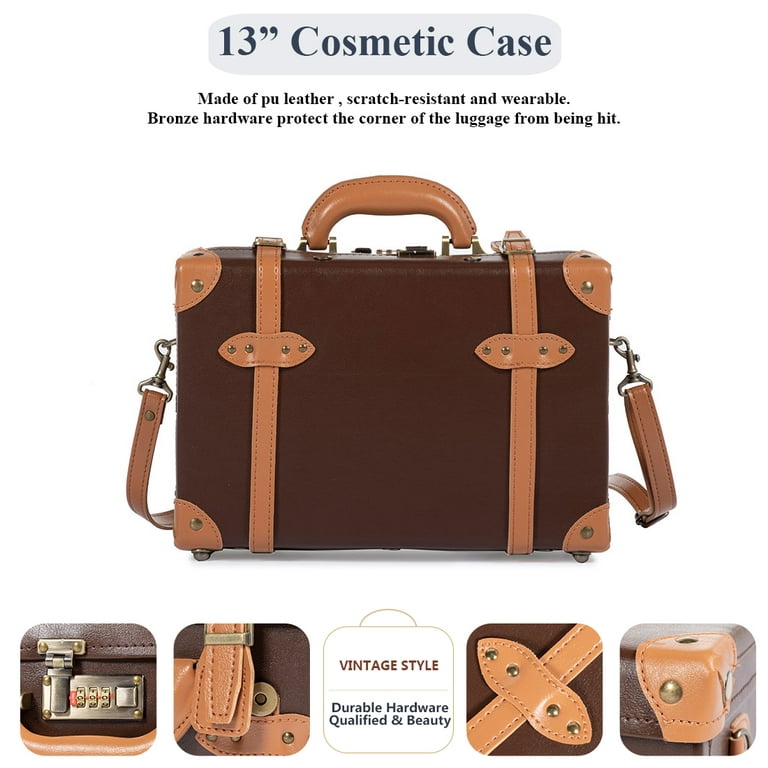 COTRUNKAGE Vintage Luggage Sets 2 Pieces TSA Lock Carry on Suitcase for Women with Spinner Wheels, Cocoa Brown, Size: 13 & 20