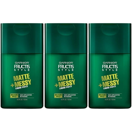 Pack of (3) Garnier Fructis Style Matte And Messy Liquid Hair Putty for Men, 4.2 Ounce