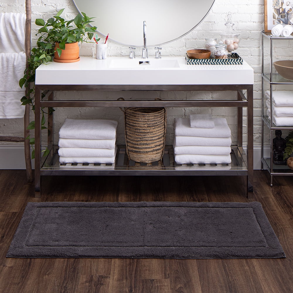Mohawk Home Regency Plush Stain/Fade Resistant Non-Slip Machine Washable Bath Mat, Charcoal, 2' x 5'