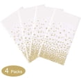 thumbnail image 5 of Paquete de 4 manteles de plástico desechables blancos y dorados para mesas rectangulares (54" x 108"), cubierta de mesa impermeable para cumpleaños, decoración de Año Nuevo 2024, 5 of 5