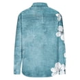 thumbnail image 3 of Blusas para las Mujeres Casual Verano Cuello en V Suelto Manga Larga Suave Transpirable Blusa de Lino para la Oficina Uso Diario Camisa Denim Vestido Mujeres, 3 of 6