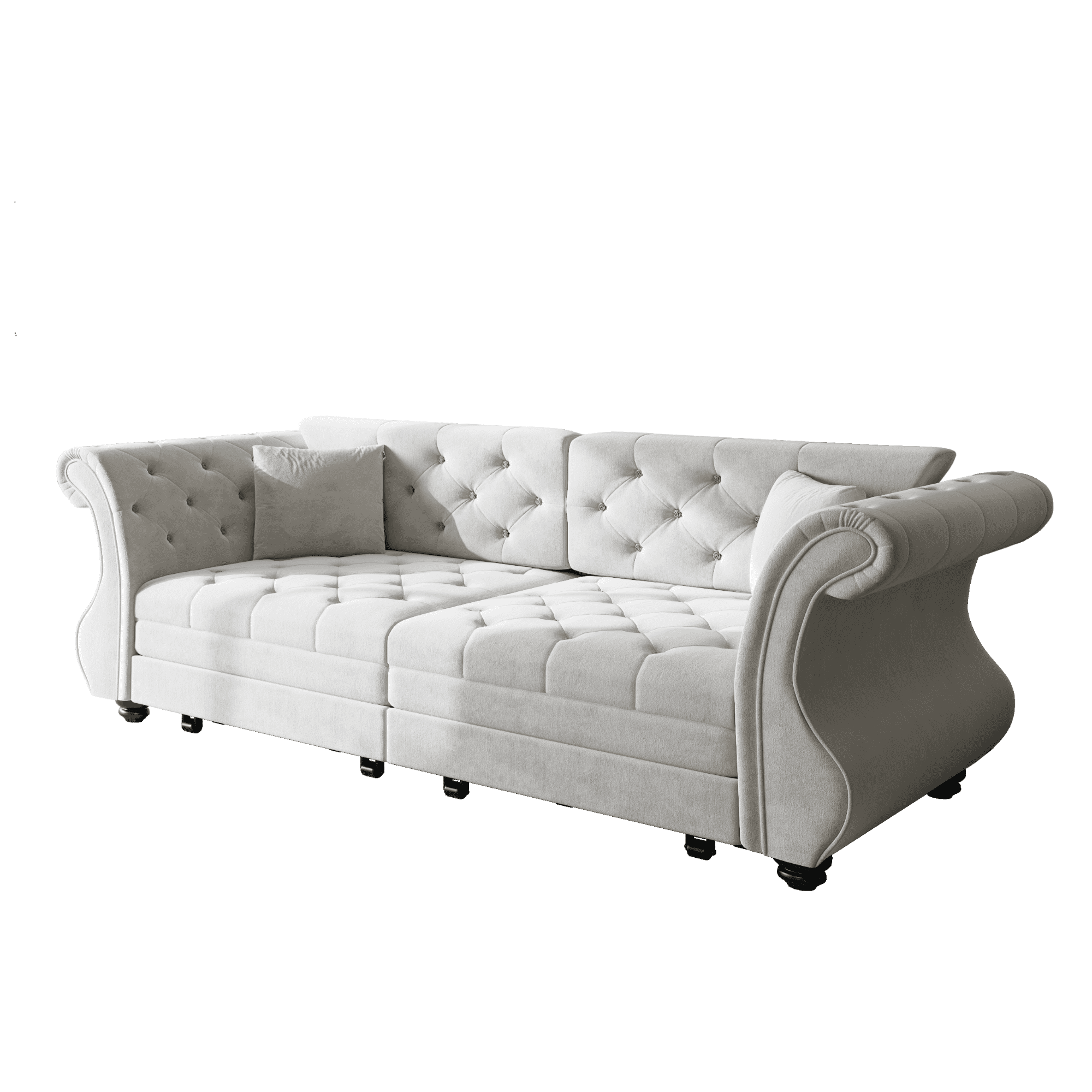 Chesterfield Pull Out Convertible Sofa Bed, Classic Flower Tufted Velvet Loveseat Sleeper Couch With Roll Arms and Pillows, for Living Room Apartment Office