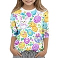thumbnail image 2 of Girls Easter Long Sleeve T-Shirt Soft Comfortable Kids Spring Top Purple Bunny Rabbit Eggs All Over Print Holiday Party Casual Outfit Clothes Apparel,Size 7-8 T, 2 of 5